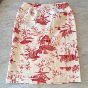 Talbots Pink and Cream Pencil Skirt Silk Blend Resort Wear Size 10